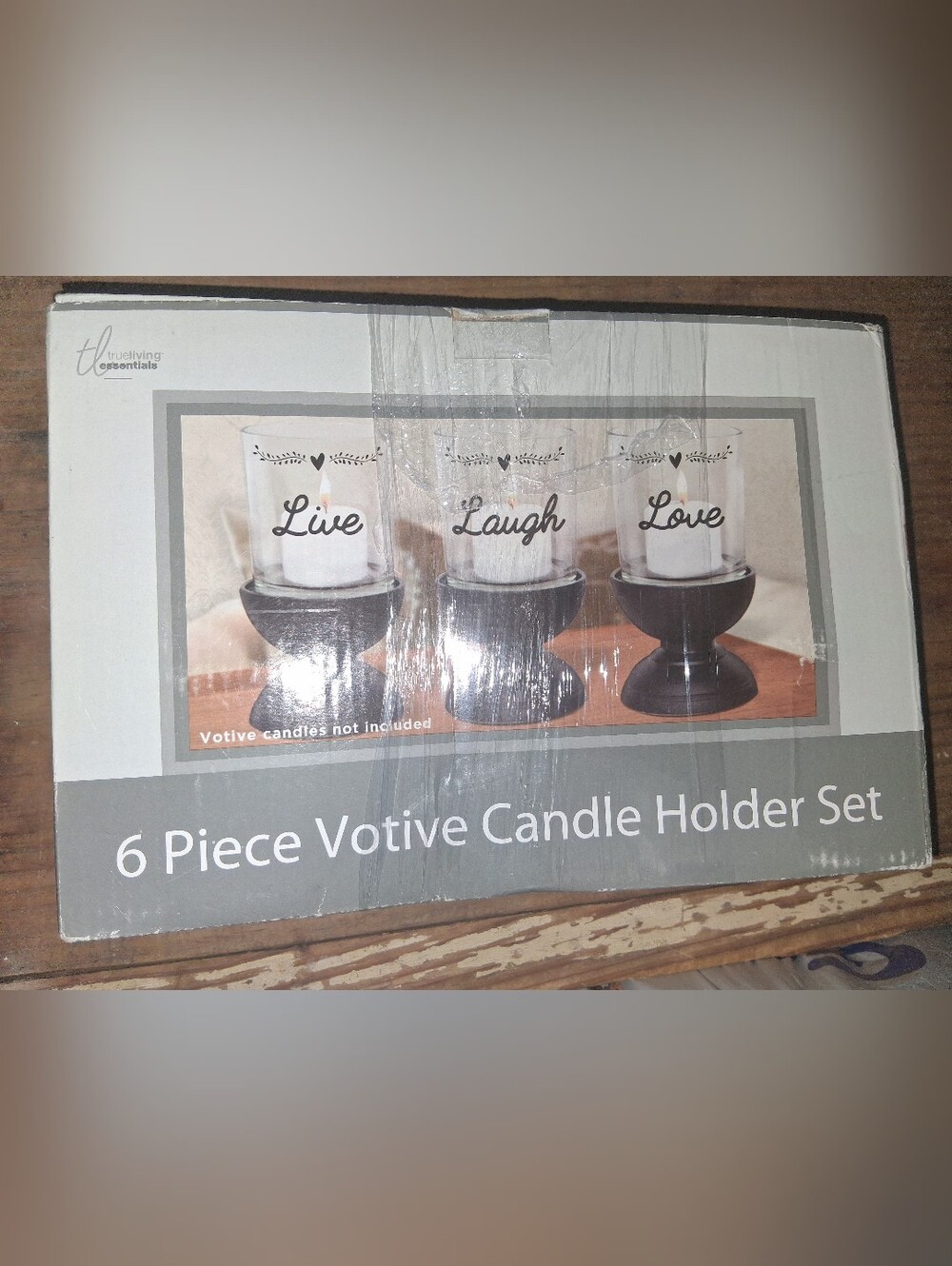 Essentials Black 6-Piece Votive Candle Holder Set with Glass Votives
